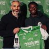 Abdoulaye Kanté lors de sa présentation après l’officialisation de son arrivée à Saint Étienne.