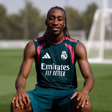 Yan Diomandé lors de ses premiers entraînements sous les couleurs du Real Madrid.