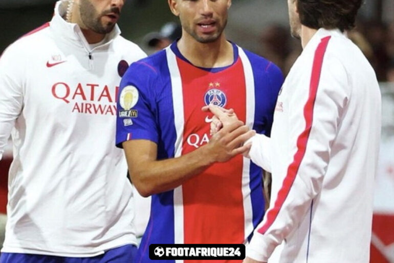 Achraf Hakimi a quitté le match du PSG à Brest après une gêne à l’adducteur droit.
