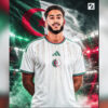 Anis Ouzenadji dans un visuel le présentant avec les couleurs de l’Algérie. Son choix est rapporté par plusieurs médias algériens.