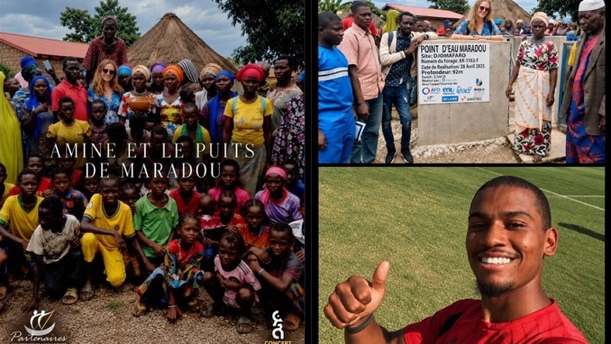Habitants de Maradou autour du forage financé avec le soutien d’Amine Adli