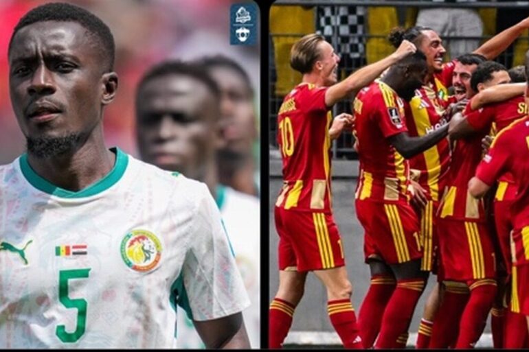 Idrissa Gueye avec le Sénégal dans un visuel annonçant son entrée au capital du Mans FC