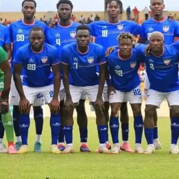 Équipe nationale du Liberia avant une rencontre internationale.