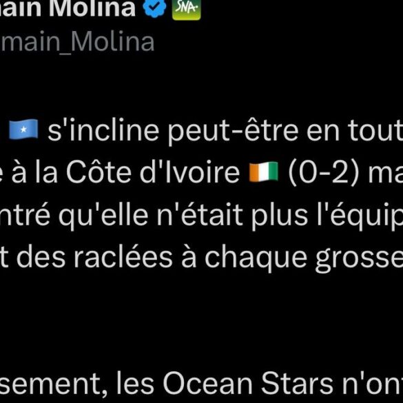 Capture d’un commentaire sur la progression de la sélection somalienne