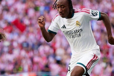 Yan Diomandé en action avec le Real Madrid face à l’Atlético.