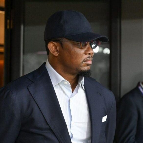 Samuel Eto’o, président de la Fédération camerounaise de football, lors d’un déplacement officiel