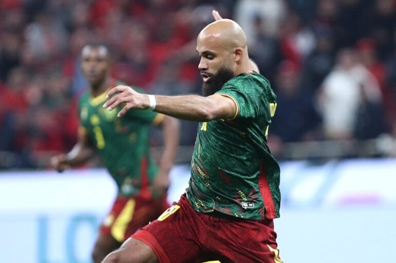 Bryan Mbeumo en action avec la sélection du Cameroun