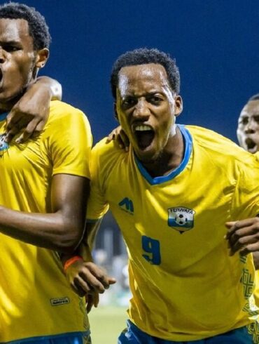 Rwanda U23 célébrant un but contre le Soudan U23