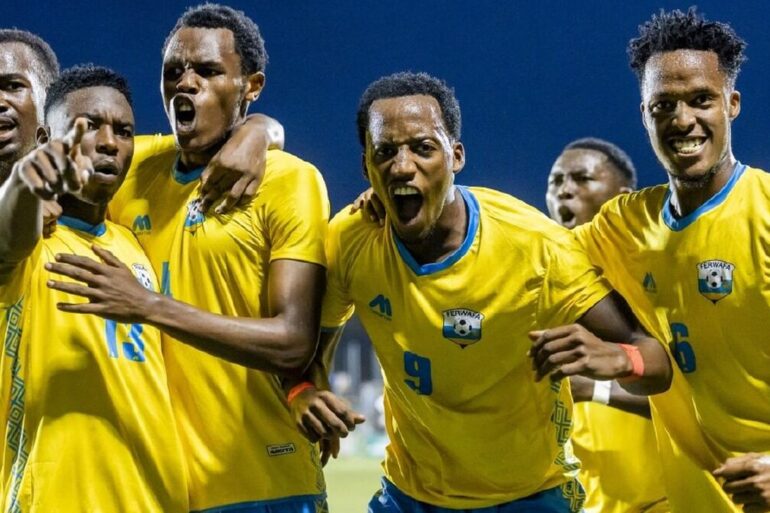 Rwanda U23 célébrant un but contre le Soudan U23