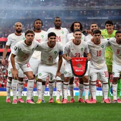 Joueurs de la sélection du Maroc réunis avant un match