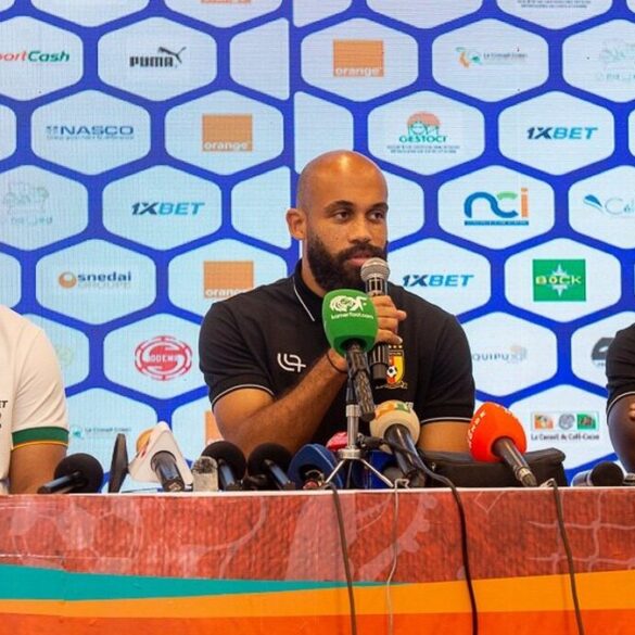 David Pagou en conférence de presse avant Côte d’Ivoire–Cameroun