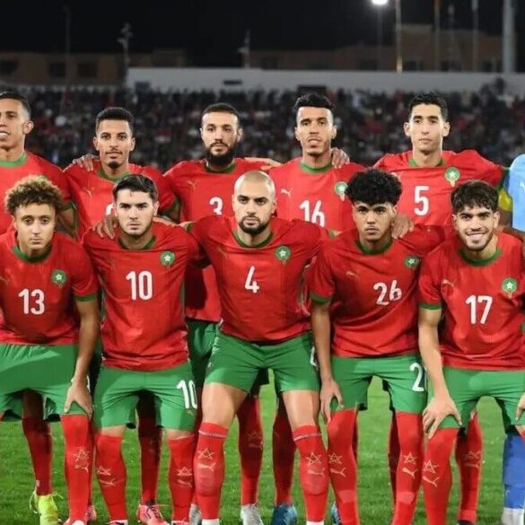 La sélection marocaine senior pose avant une rencontre, photographie d’archives.