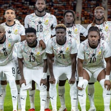 L’équipe nationale du Ghana, les Black Stars, pose avant un match