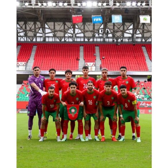 Joueurs du Maroc U23 et du Mali U23 lors de leur match amical