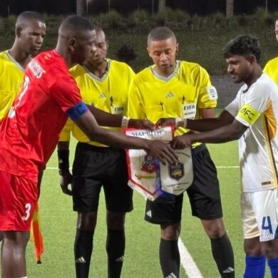 Les sélections de Maurice et du Sri Lanka avant leur match amical
