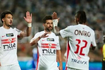 Des joueurs du Zamalek célèbrent pendant une rencontre
