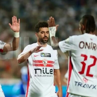 Des joueurs du Zamalek célèbrent pendant une rencontre